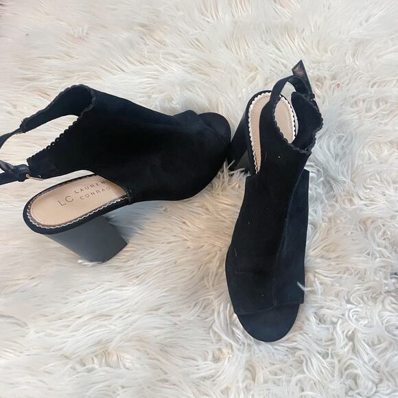 LC Lauren Conrad Sunstone Black Sling Back Heeled Booties Women's Size 9.5 - Picture 9 of 13